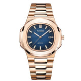 lasanderss.store Bleu/Or Montre Classique pour Homme en Inox
