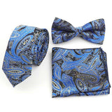 lasanderss.store Bleu/Or Nœud Papillon et Mouchoir Cravate 3PCS