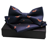 lasanderss.store Bleu/orange Nœud papillon en soie et pochette carré pour homme