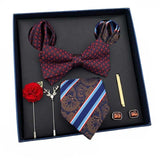 lasanderss.store Bleu/Rouge Ensemble de cravate magnifique avec Coffret cadeau