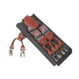 lasanderss.store Bordeaux Bretelles en cuir marron Vintage, 6 Clips