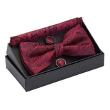lasanderss.store Bordeaux Cravate papillon mouchoir boutons de manchette mode hommes