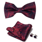 lasanderss.store Bordeaux Cravate Pochette Nœud Papillon en soie