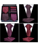 lasanderss.store Bordeaux Ensemble cravates poches carrées pour hommes