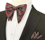 lasanderss.store Bordeaux Grand nœud papillon avec pochette pour homme