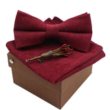 lasanderss.store Bordeaux nœud papillon  avec broche et pochette