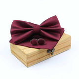 lasanderss.store Bordeaux Nœud Papillon pochette et Bouton de Manchette