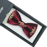 lasanderss.store Bordeaux Nœud papillon velours luxe en métal doré pour hommes