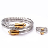 lasanderss.store Bracelet en acier Argent Bracelets avec bague en acier inoxydable