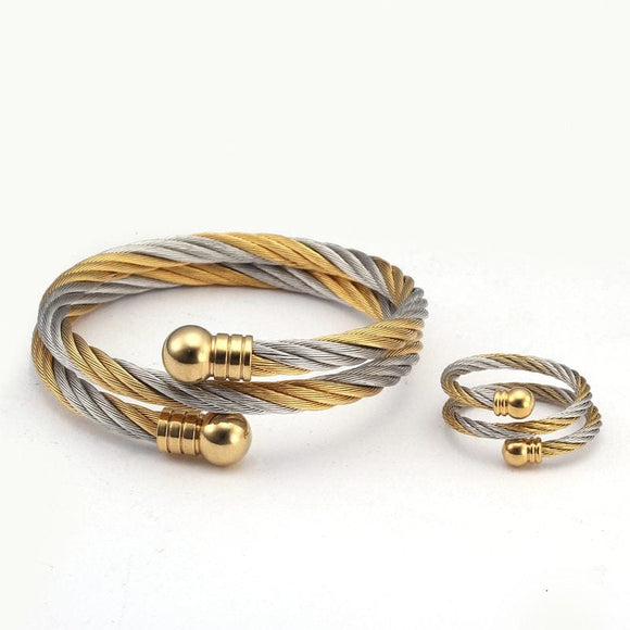 lasanderss.store Bracelet en acier Bracelets avec bague en acier inoxydable