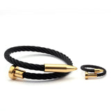 lasanderss.store Bracelet en acier Noir Bracelet bague style tendance