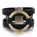 Bracelets en cuir tressé multicouche pour femme