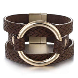 Bracelets en cuir tressé multicouche pour femme