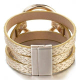 Bracelets en cuir tressé multicouche pour femme