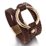 Bracelets en cuir tressé multicouche pour femme