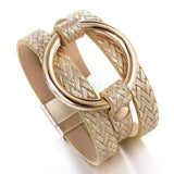 Bracelets en cuir tressé multicouche pour femme