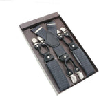 lasanderss.store Bretelles en cuir Gris/Noir Bretelles en cuir véritable homme