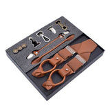 lasanderss.store Camel bretelles 6 Clips en alliage de cuir pour hommes