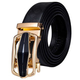 lasanderss.store Ceinture noir à boucle automatique acier or