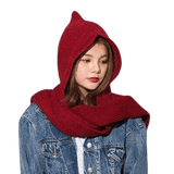 lasanderss.store chapeau Bordeaux chapeau et écharpe épais