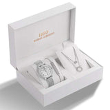 lasanderss.store coffret cadeau Argent 3 Ensembles de bijoux montre collier bracelet en argent