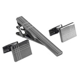 Classique boutons de manchette pinces à cravate carré noir rayure