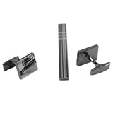 Classique boutons de manchette pinces à cravate carré noir rayure