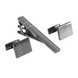 Classique boutons de manchette pinces à cravate carré noir rayure