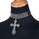 Ras de cou croix avec strass pendentif