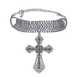 Ras de cou croix avec strass pendentif