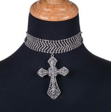 Ras de cou croix avec strass pendentif