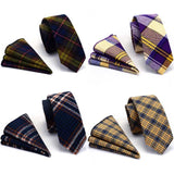 lasanderss.store Cravate fine en coton avec carré poche pour hommes