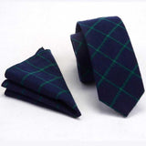 lasanderss.store Cravate fine en coton avec carré poche pour hommes