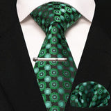 lasanderss.store cravate pochette à carreaux en soie et pinces à cravate pour homme