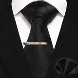 lasanderss.store cravate pochette à carreaux en soie et pinces à cravate pour homme