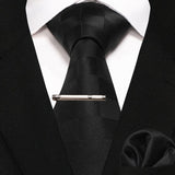 lasanderss.store cravate pochette à carreaux en soie et pinces à cravate pour homme