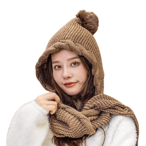 lasanderss.store écharpe tricoté Marron Chapeau écharpe tricoté mode d'hiver