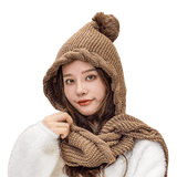 lasanderss.store écharpe tricoté Marron Chapeau écharpe tricoté mode d'hiver