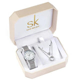 Ensemble de bijoux femme montre à Quartz-collier de boucles d'oreilles 