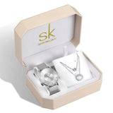 Ensemble de bijoux femme montre à Quartz-collier de boucles d'oreilles 