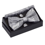 lasanderss.store Gris-A Cravate papillon mouchoir boutons de manchette mode hommes