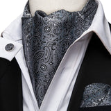 lasanderss.store Gris Ascot cravate en soie pour homme
