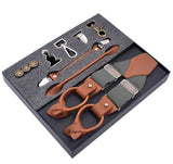 lasanderss.store Gris bretelles 6 Clips en alliage de cuir pour hommes