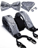 lasanderss.store Gris Bretelles 6 Clips nœud papillon et pochette