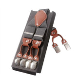 lasanderss.store Gris Bretelles en cuir marron Vintage, 6 Clips