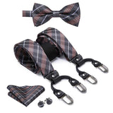 lasanderss.store Gris Bretelles, nœud papillon en soie boutons de manchette carrés de poche