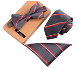 lasanderss.store Gris Cravate fine nœud Papillon et mouchoir 3 Pcs