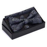 lasanderss.store Gris Cravate papillon mouchoir boutons de manchette mode hommes