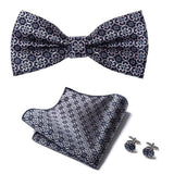 lasanderss.store Gris Cravate Pochette Nœud Papillon en soie