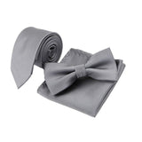 lasanderss.store Gris Cravate slim Nœud papillon et pochette